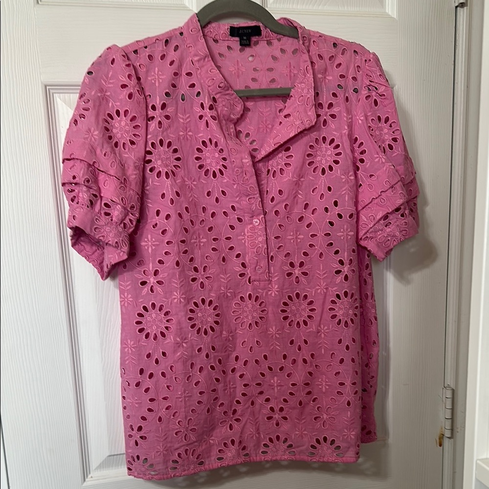 J Crew Pink Eyelet Women's Top